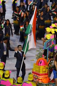 Abhinav Bindra carries the Indian flag during the Opening Ceremony of the 2016 Rio Olympics in Rio de Janeiro, Brazil